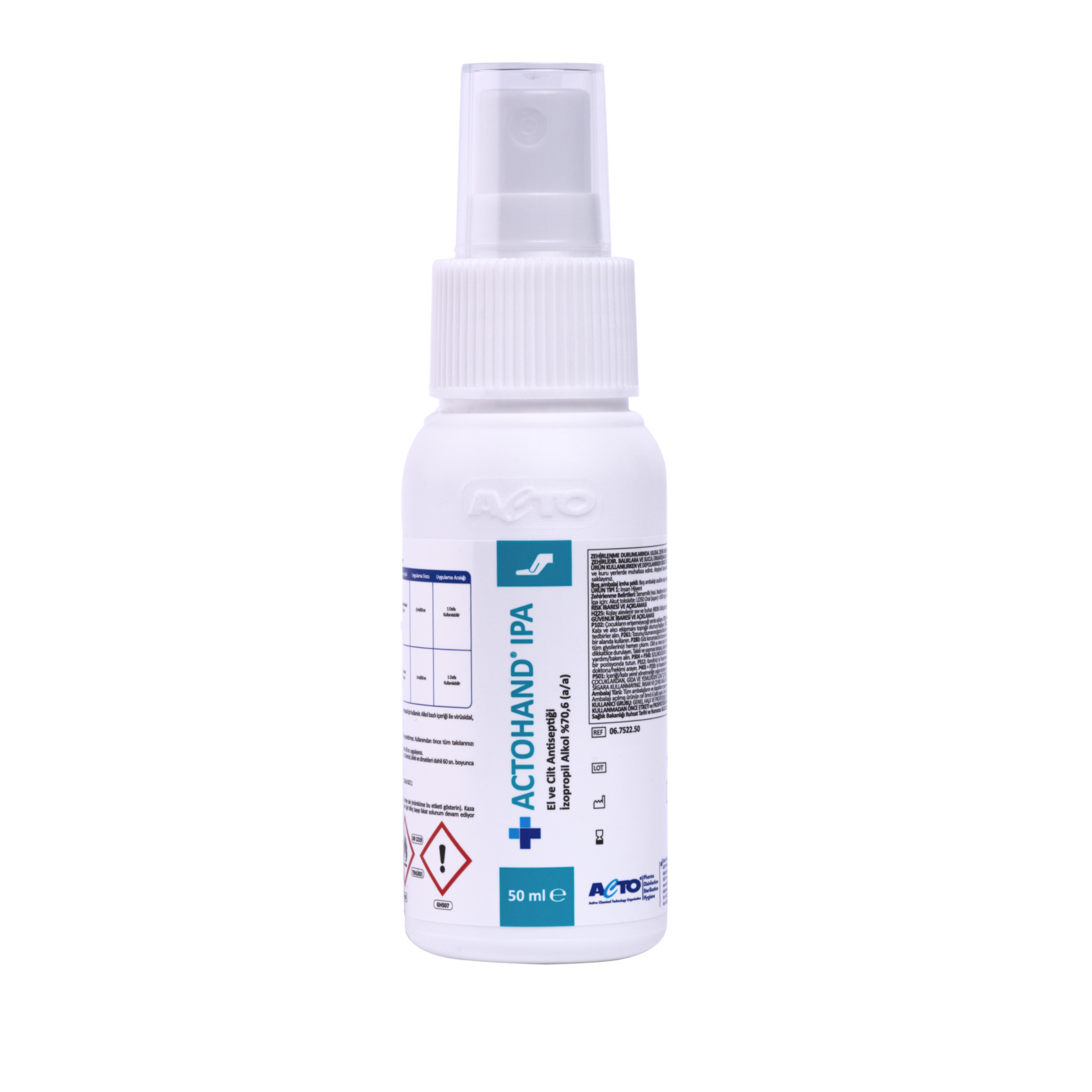 ACTOHAND® IPA 50 ML ﻿(El ve Cilt Antiseptiği - İzopropil Alkol 75 % (v/v) = (70,6 g)